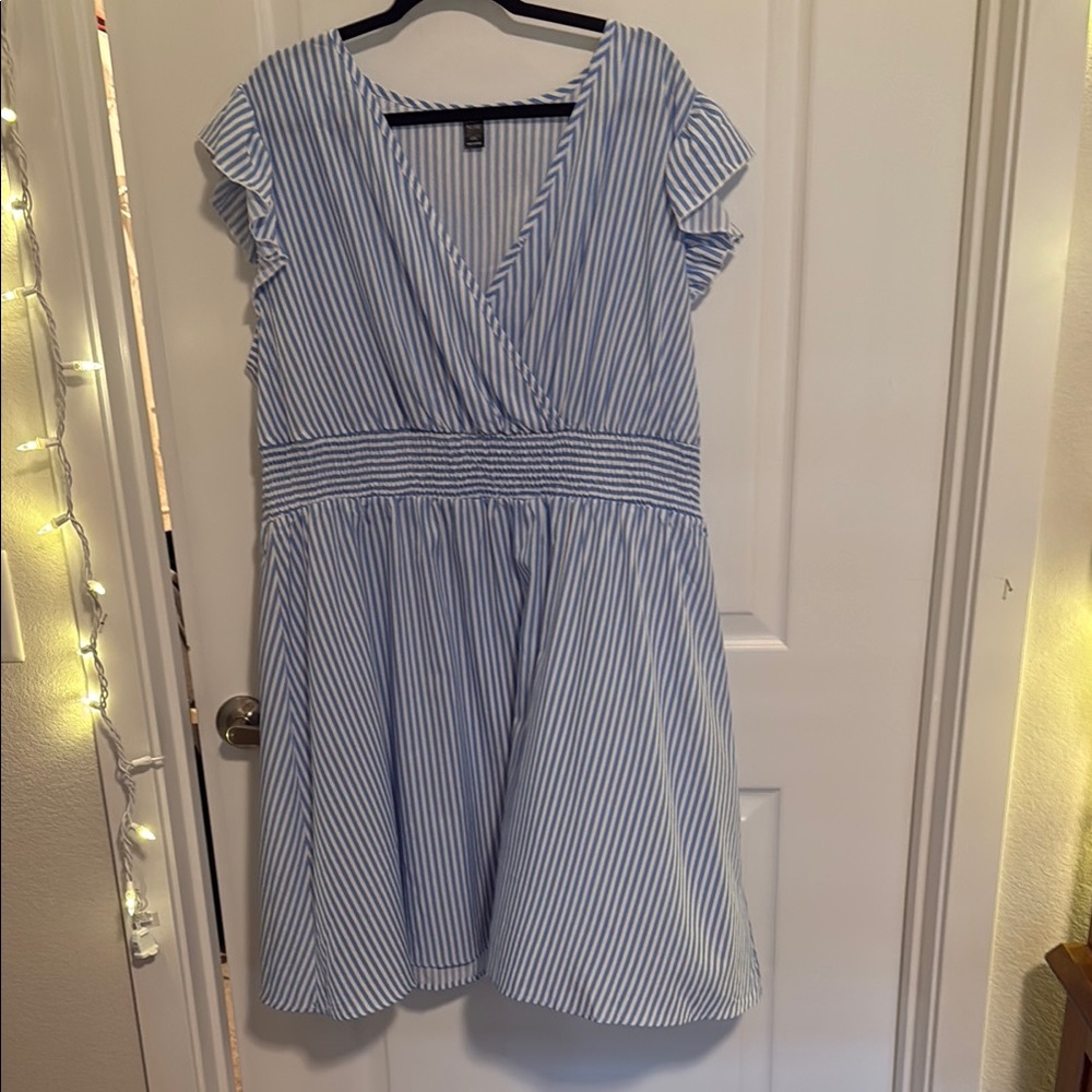 Blue and White Striped Dress